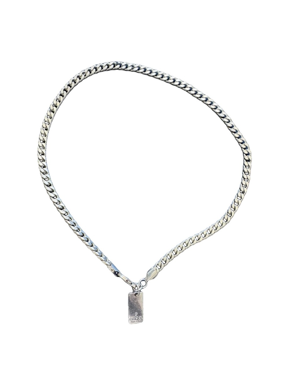 Gucci 925 sterling Rectangular Logo Tag Pendant